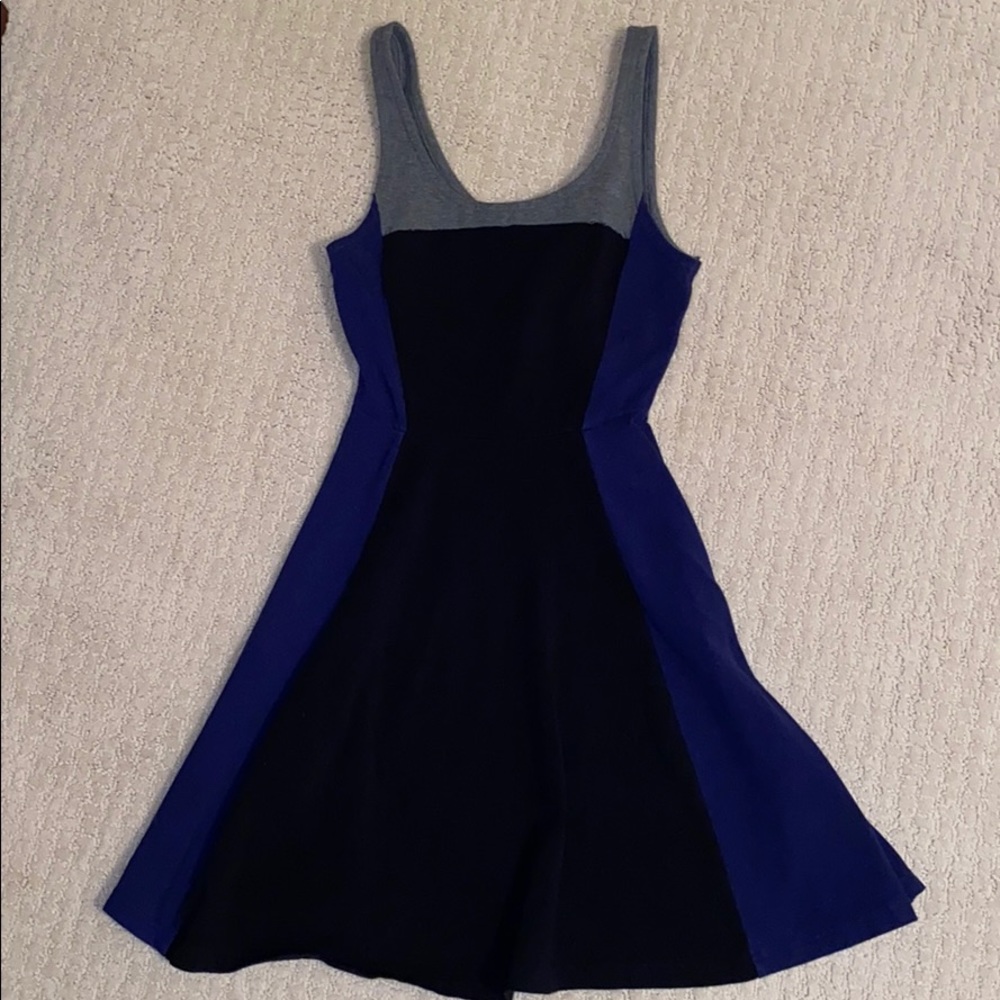 Black, blue and grey dress